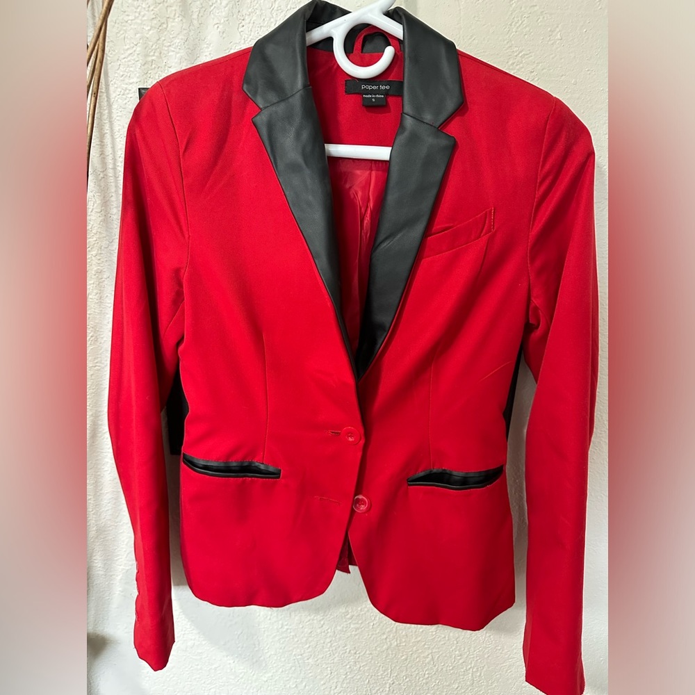 Red Blazer with Balck leather